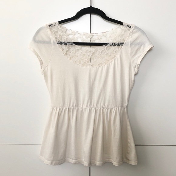 Uo Cream lace back peplum top - Picture 2 of 11